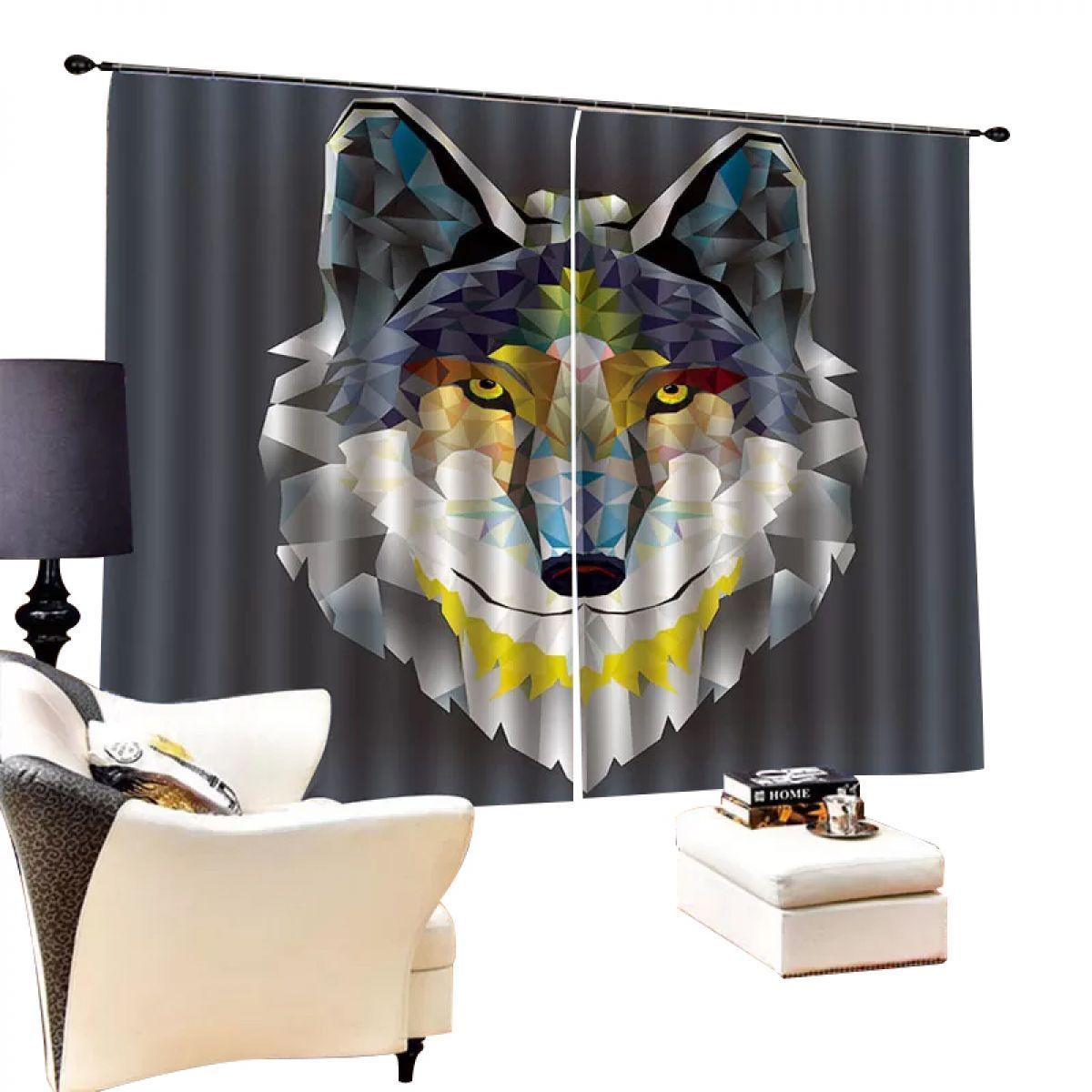 3d wolf artwork printed window curtain home decor 3651