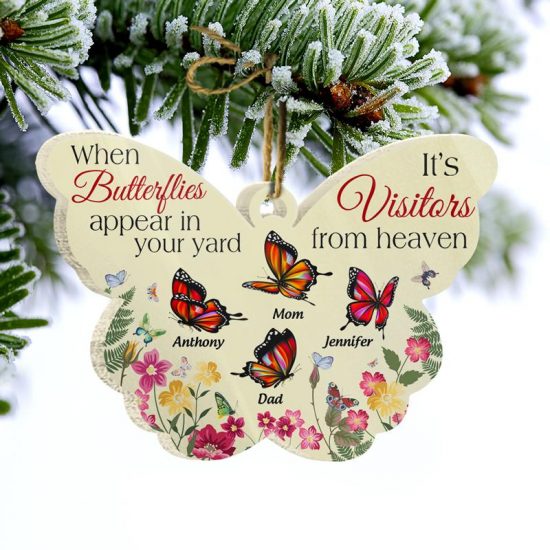 A Butterfly A Visitor From Heaven Memorial Gift Personalized Custom Butterfly Acrylic Ornament 1