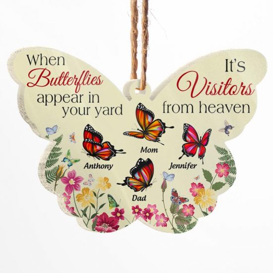 A Butterfly A Visitor From Heaven - Memorial Gift - Personalized Custom Butterfly Acrylic Ornament