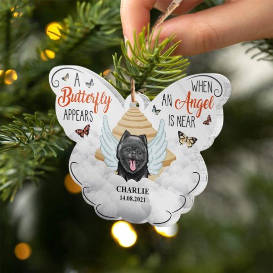 A Butterfly Appears An Angel Is Near Dog Memorial Gift Personalized Custom Butterfly Acrylic Ornament 1