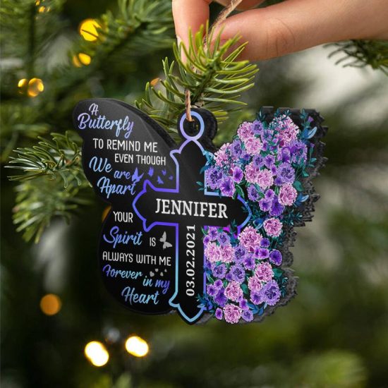 A Butterfly To Remind Me Memorial Gift Personalized Custom Butterfly Acrylic Ornament 1