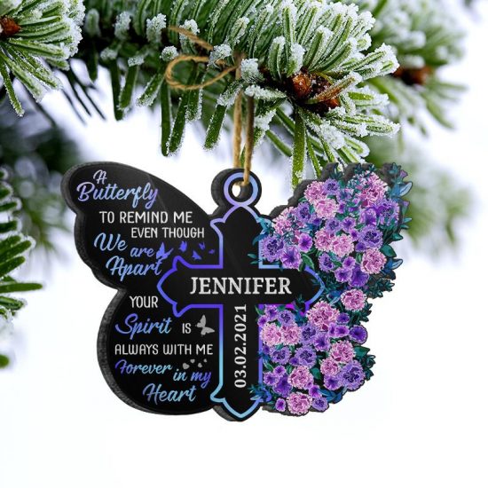 A Butterfly To Remind Me Memorial Gift Personalized Custom Butterfly Acrylic Ornament 2