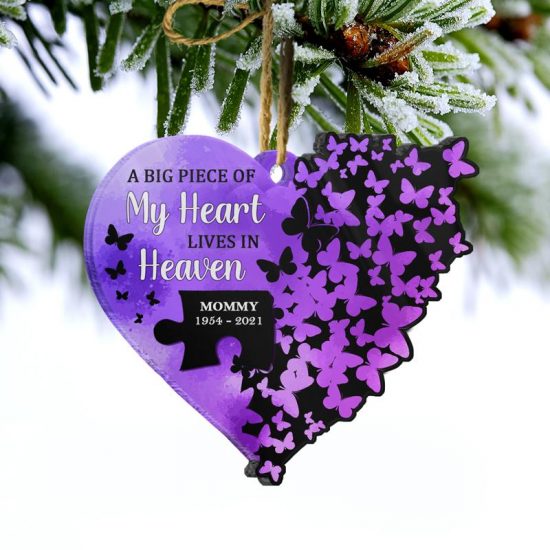 A Piece Of My Heart Memorial Gift Personalized Custom Heart Acrylic Ornament 1