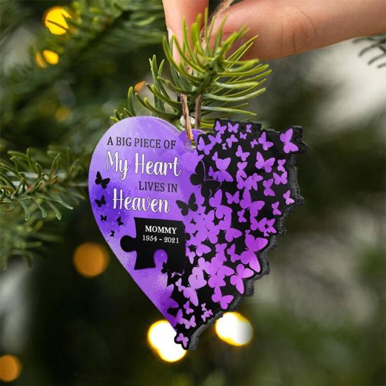 A Piece Of My Heart Memorial Gift Personalized Custom Heart Acrylic Ornament 2