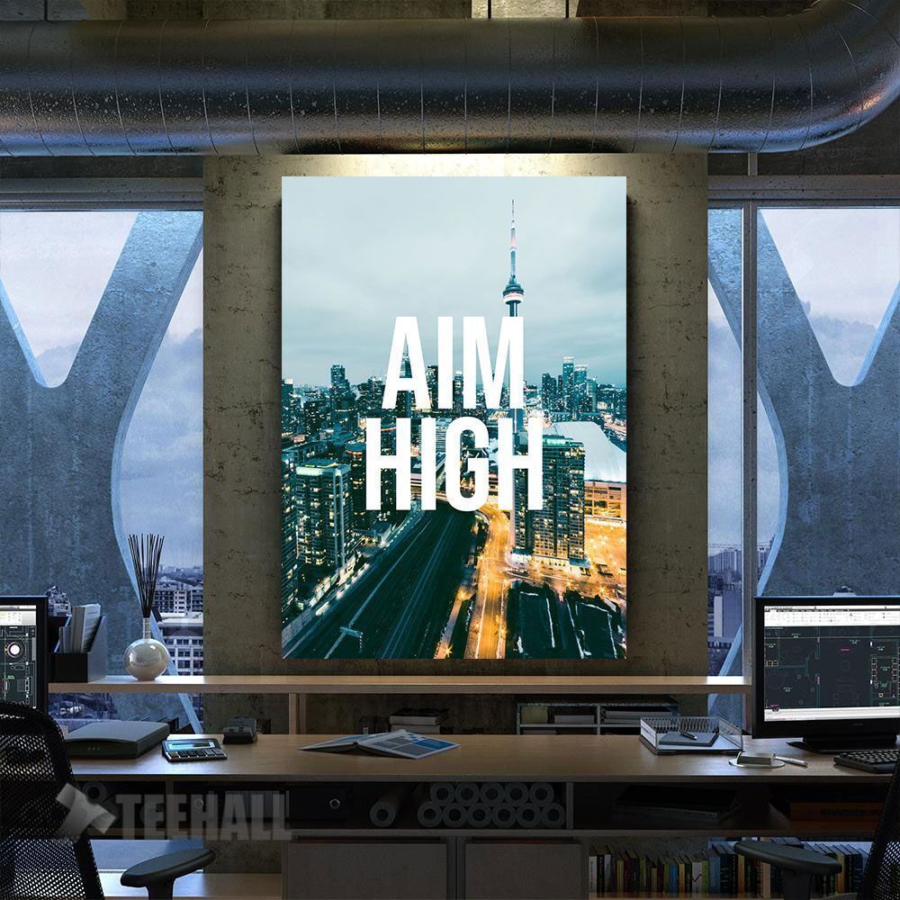 Aim High Motivational Canvas Prints Wall Art Decor