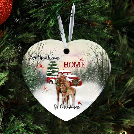 All Hearts Come Home For Christmas Christmas Horse Ceramic Ornament 2 1