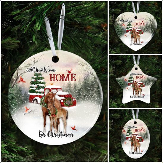 All Hearts Come Home For Christmas Christmas Horse Ceramic Ornament 6 1