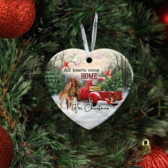 All Hearts Come Home For Christmas Horse Ceramic Ornament 2