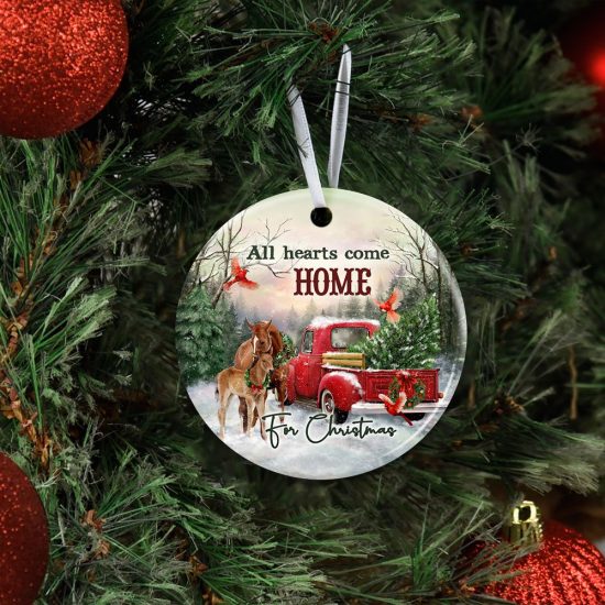 All Hearts Come Home For Christmas Horse Ceramic Ornament 4