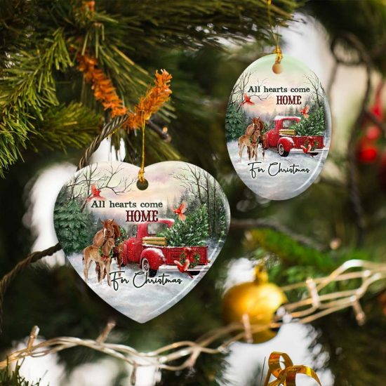 All Hearts Come Home For Christmas Horse Ceramic Ornament 6