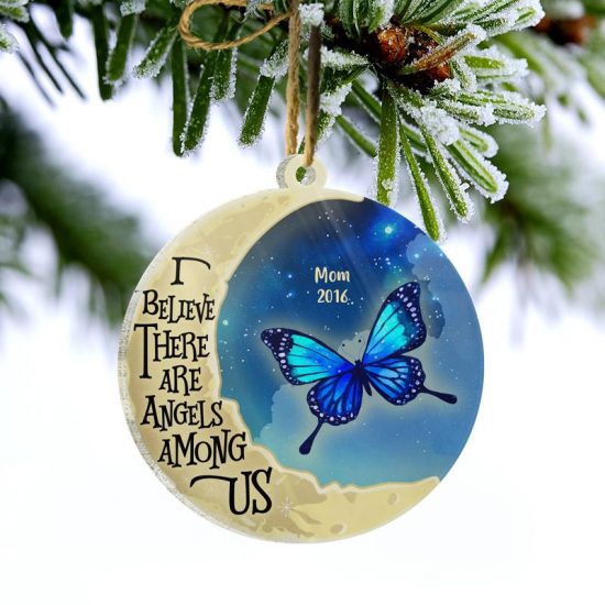 Angels Among Us Memorial Gift Personalized Custom Circle Acrylic Ornament 2