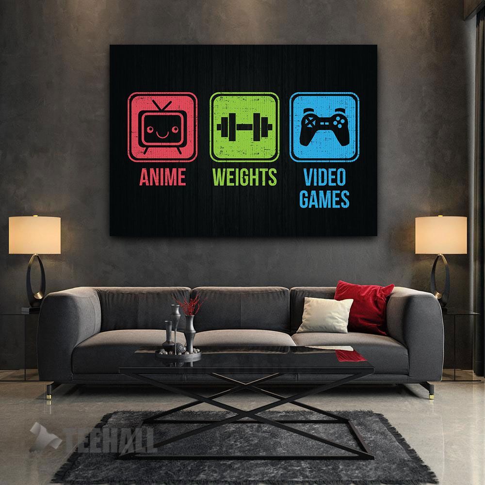 Anime Weights Video Games Motivational Canvas Prints Wall Art Decor