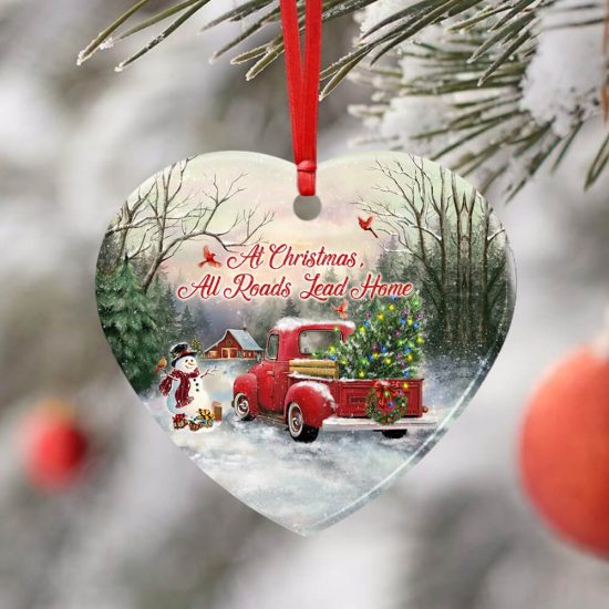 At Christmas All Roads Lead Home Ceramic Ornament 2 1