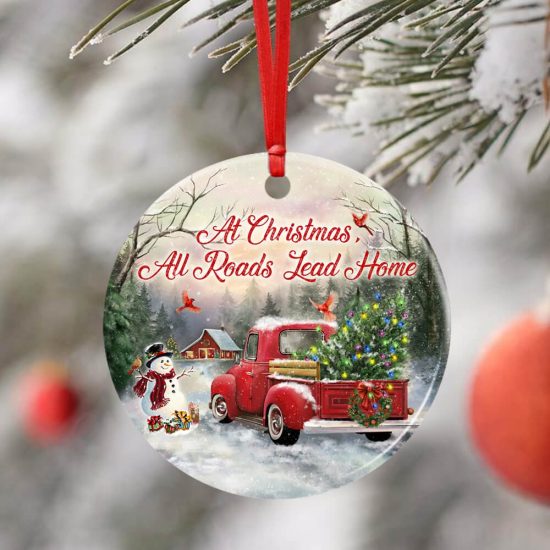 At Christmas All Roads Lead Home Ceramic Ornament 4 1