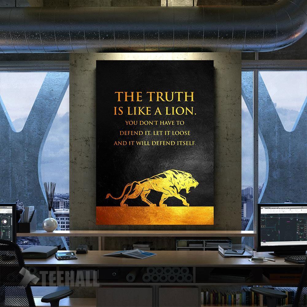 Augustine Lion Truth Motivational Canvas Prints Wall Art Decor