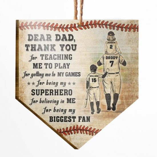 Baseball Thank You Dad - Christmas Gift For Dad - Personalized Custom Wooden Ornament
