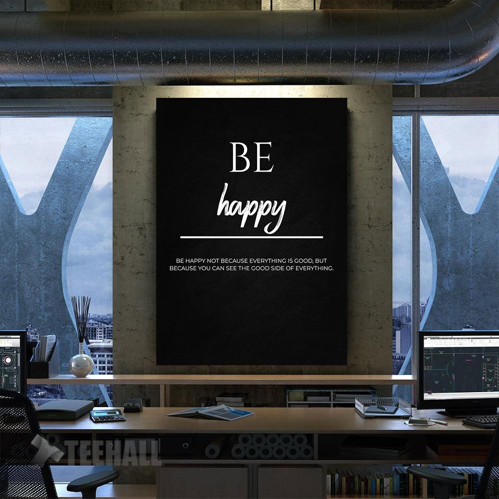 Be Happy Motivational Canvas Prints Wall Art Decor