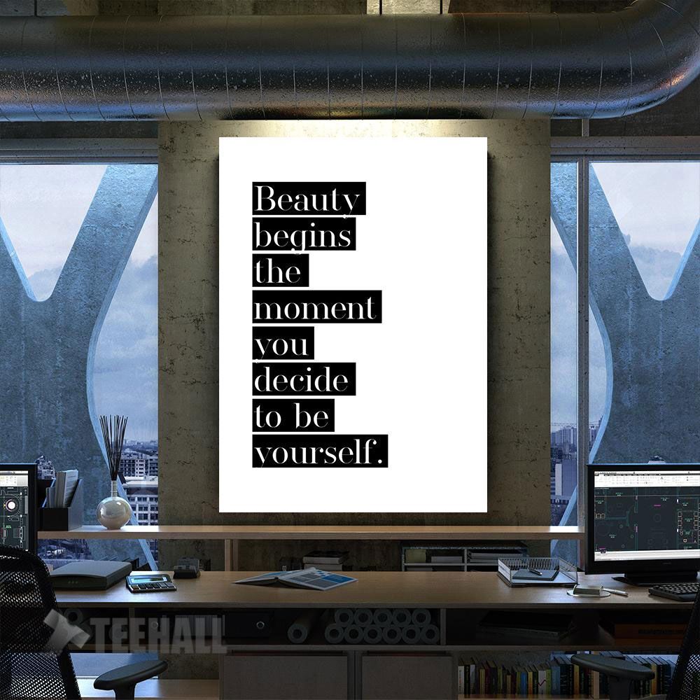 Beauty Begins 4 Motivational Canvas Prints Wall Art Decor