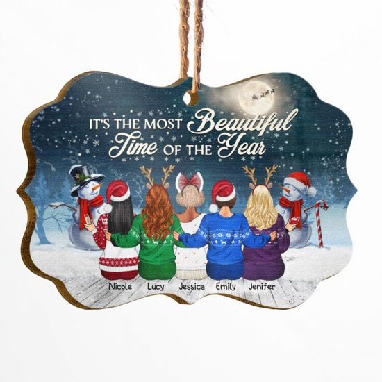 Best Friends It's The Most Beautiful Time Of The Year - Christmas Gift For BFF - Personalized Custom Wooden Ornament