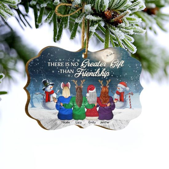 Best Friends No Greater Gift Than Friendship Christmas Gift For BFF Personalized Custom Wooden Ornament 2