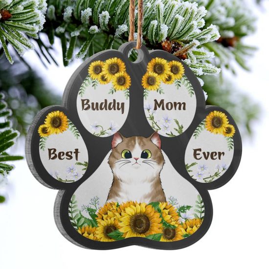 Best Pet Mom Ever Gift For Pet Lovers Personalized Custom Paw Acrylic Ornament 1