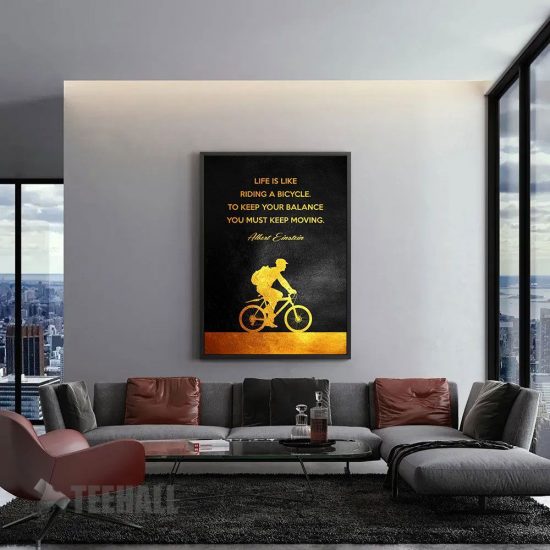 Bicycle Gold Motivational Canvas Prints Wall Art Decor 1