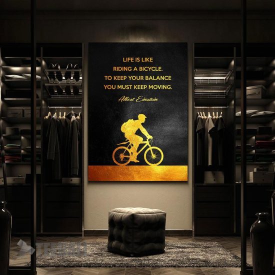 Bicycle Gold Motivational Canvas Prints Wall Art Decor 2