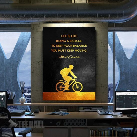 Bicycle Gold Motivational Canvas Prints Wall Art Decor