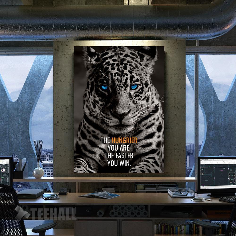 Blue Leopard Motivational Canvas Prints Wall Art Decor
