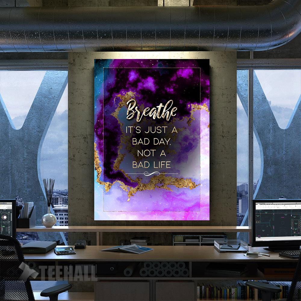 Breathe Motivational Quote Canvas Prints Wall Art Decor