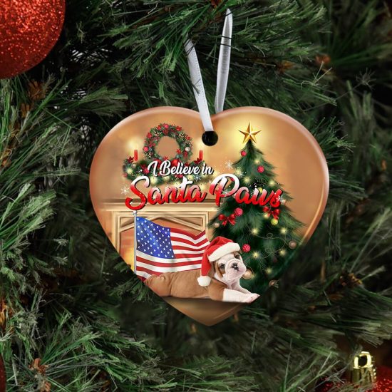 Bulldog Santa Paws Ceramic Ornament 2