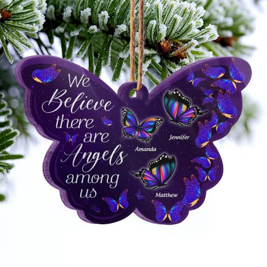 Butterfly Angels Among Us Memorial Gift Personalized Custom Butterfly Acrylic Ornament 1