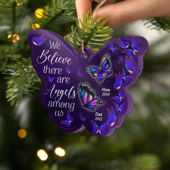Butterfly Angels Among Us Memorial Gift Personalized Custom Butterfly Acrylic Ornament 2