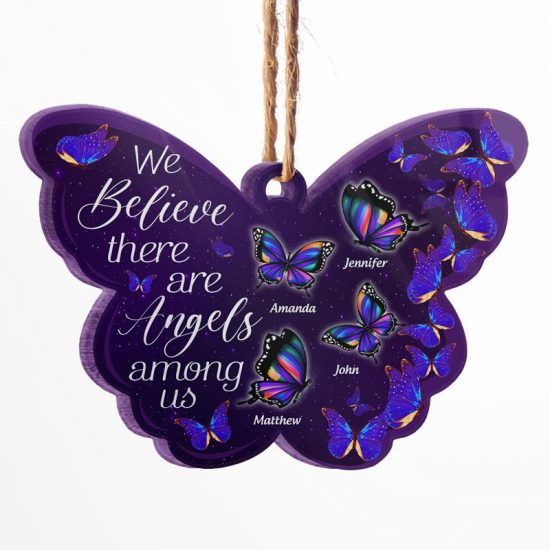 Butterfly Angels Among Us - Memorial Gift - Personalized Custom Butterfly Acrylic Ornament
