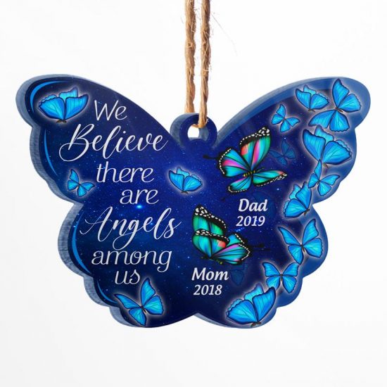 Butterfly Memorial There Are Angles Among Us - Memorial Gift - Personalized Custom Butterfly Acrylic Ornament