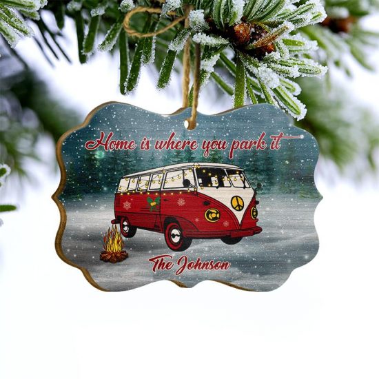 Camping Home Is Where You Park It Christmas Gift Personalized Custom Wooden Ornament 1