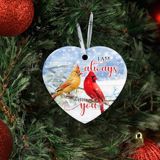 Cardinal Bird I Am Always With You Ceramic Ornament 2