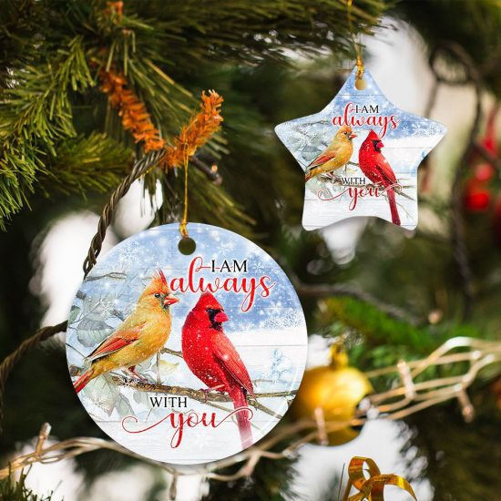 Cardinal Bird I Am Always With You Ceramic Ornament