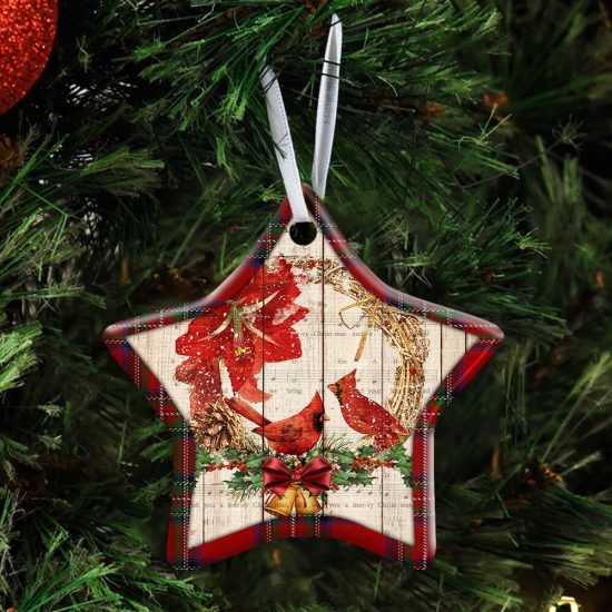 Cardinal Merry Christmas Ceramic Ornament 1