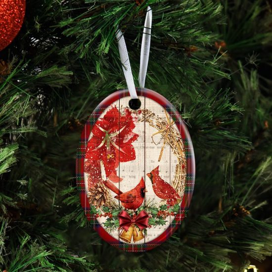 Cardinal Merry Christmas Ceramic Ornament 3