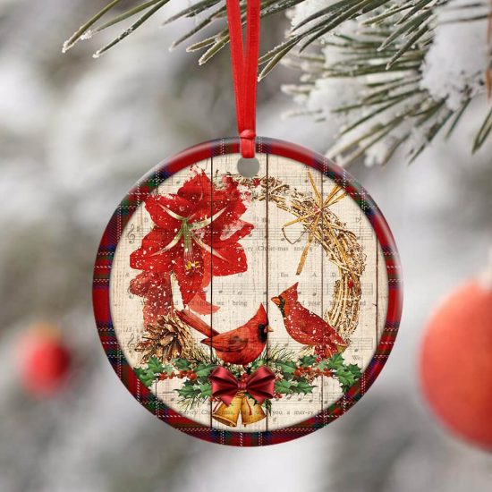 Cardinal Merry Christmas Ceramic Ornament 4