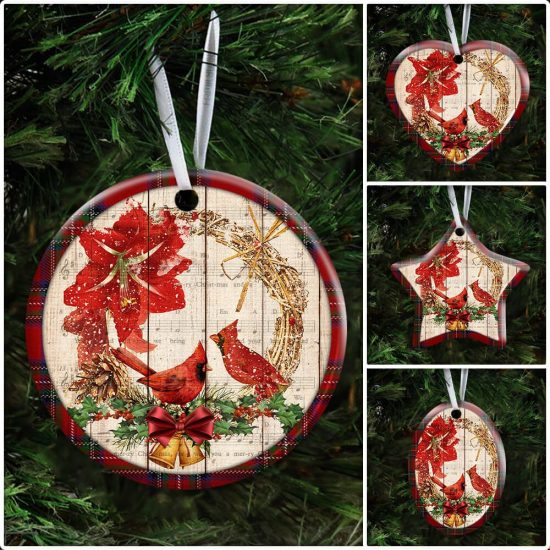 Cardinal Merry Christmas Ceramic Ornament 6