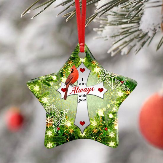 Cardinal. Jesus Christian Cross Ceramic Ornament 1