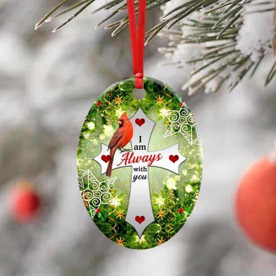 Cardinal. Jesus Christian Cross Ceramic Ornament 3