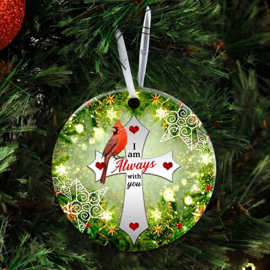 Cardinal. Jesus Christian Cross Ceramic Ornament 4