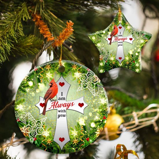 Cardinal. Jesus Christian Cross Ceramic Ornament