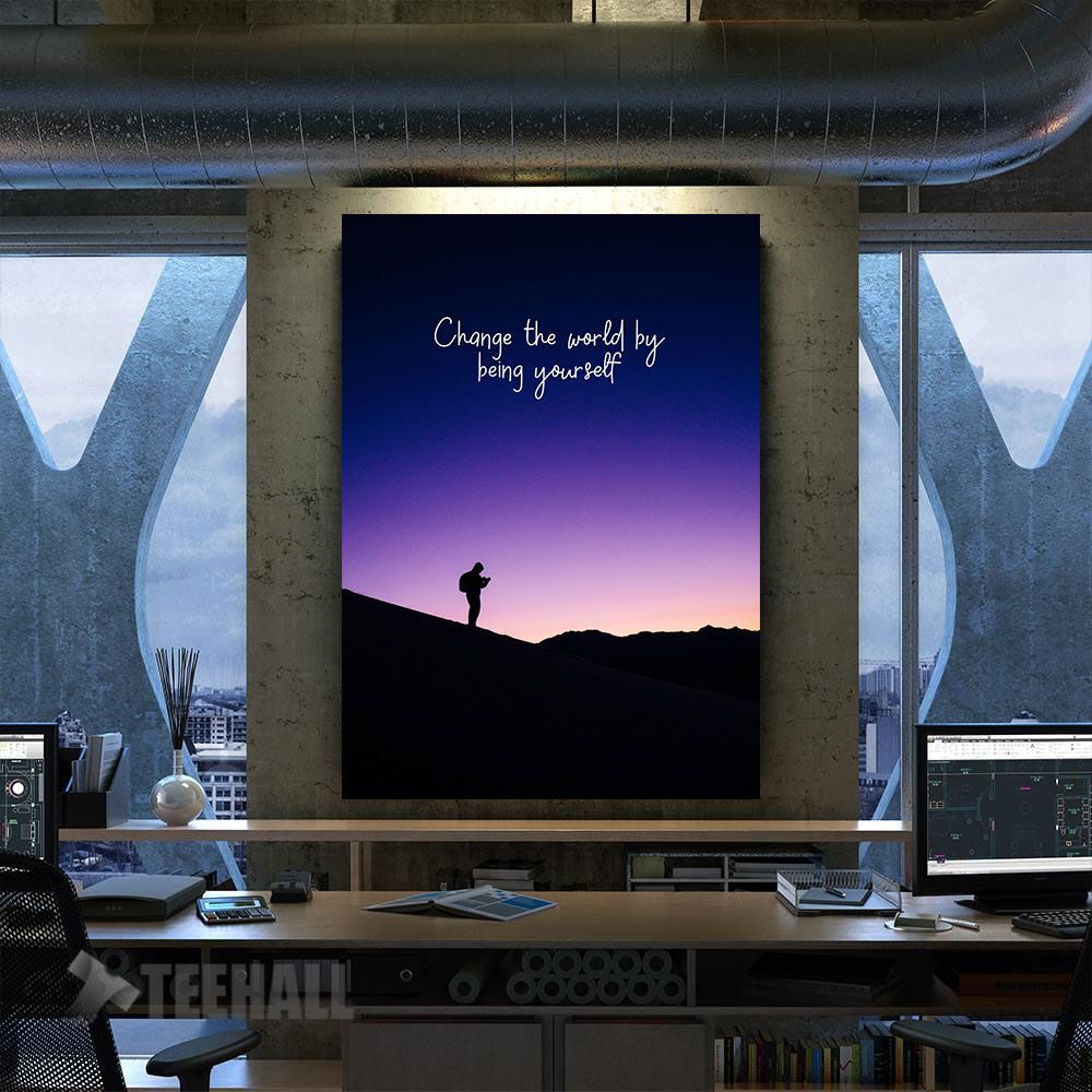 Change The World Motivational Canvas Prints Wall Art Decor