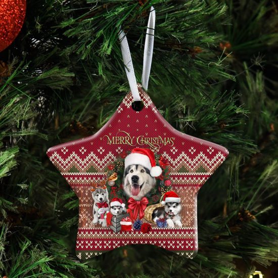 Christmas Begins With Husky Ceramic Ornament 1