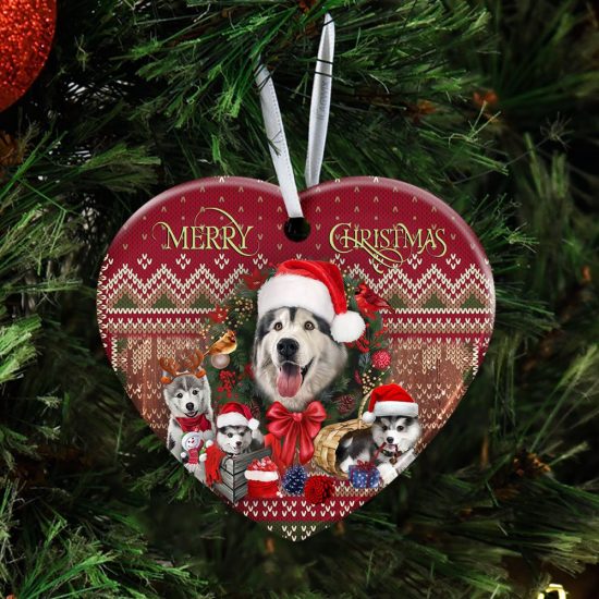 Christmas Begins With Husky Ceramic Ornament 2