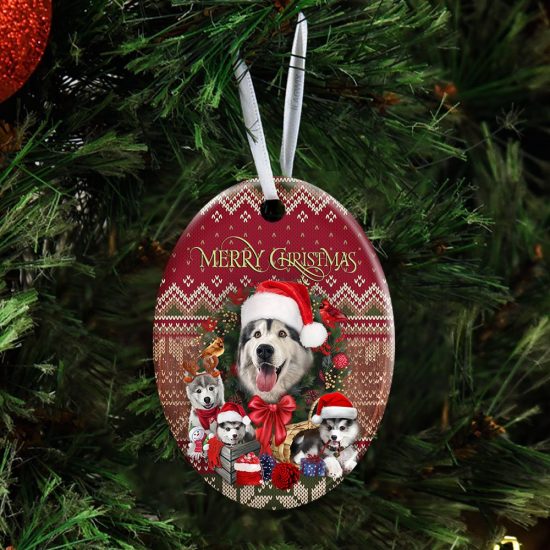 Christmas Begins With Husky Ceramic Ornament 3